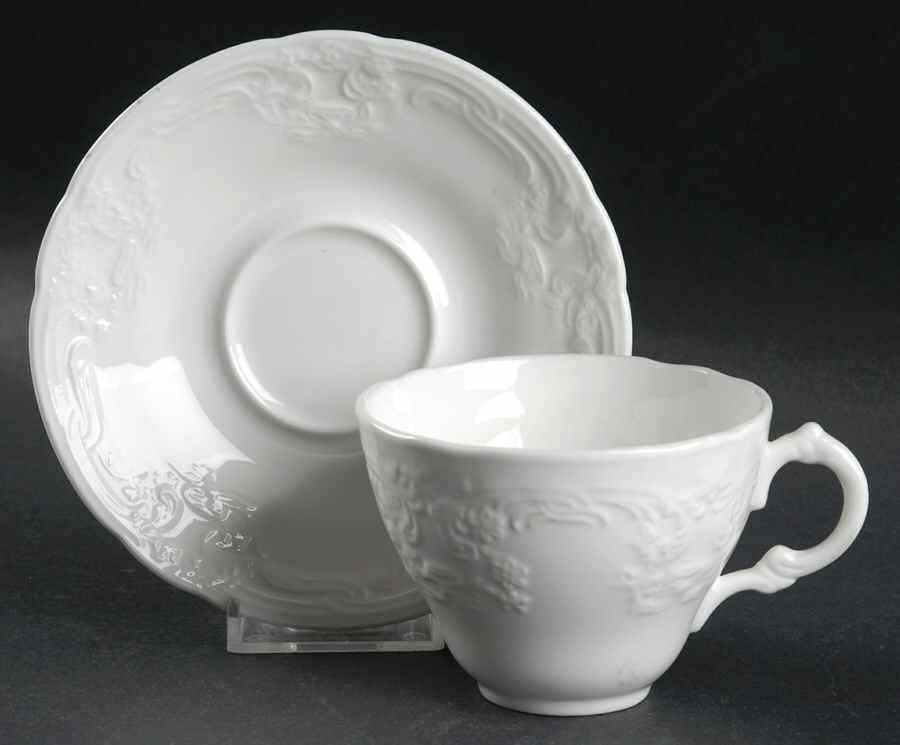 Sevres White Flat Cup & Saucer Set by Coalport-1