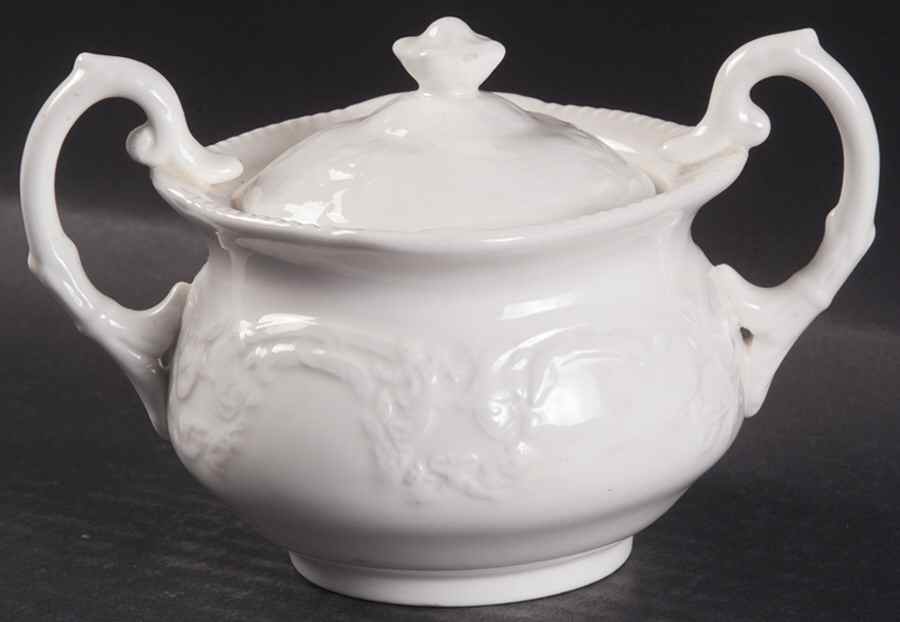 Sevres White Sugar Bowl & Lid by Coalport-1