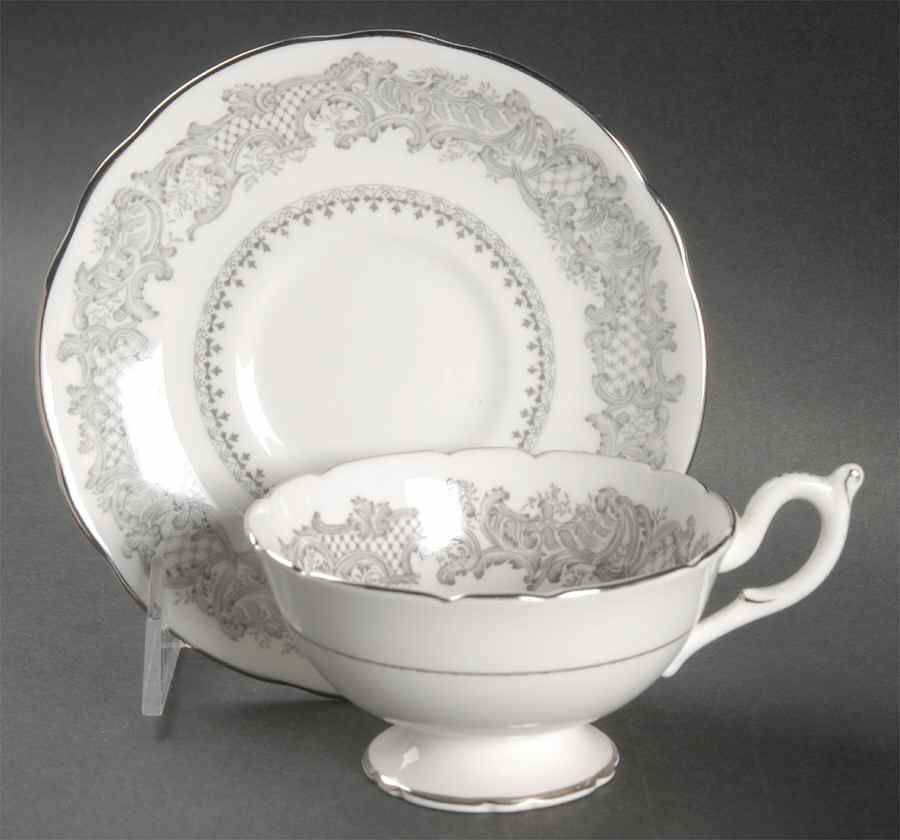 Silver Wedding Footed Cup & Saucer Set by Coalport-1