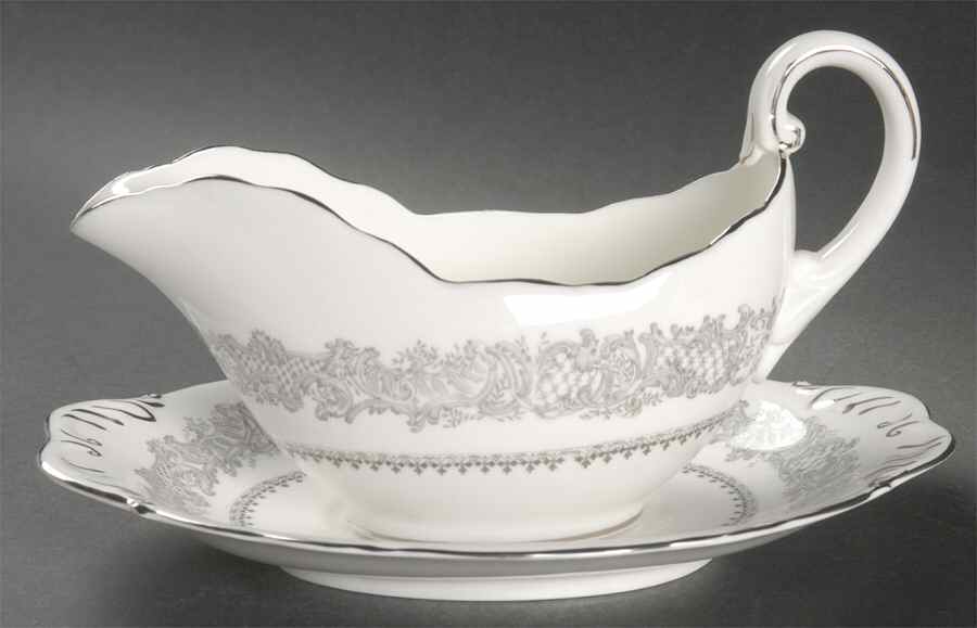 Silver Wedding Gravy Boat & Underplate by Coalport-1