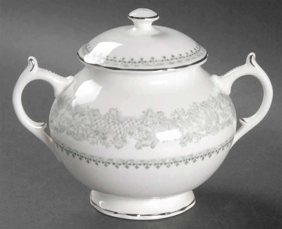 Silver Wedding Sugar Bowl & Lid by Coalport-1