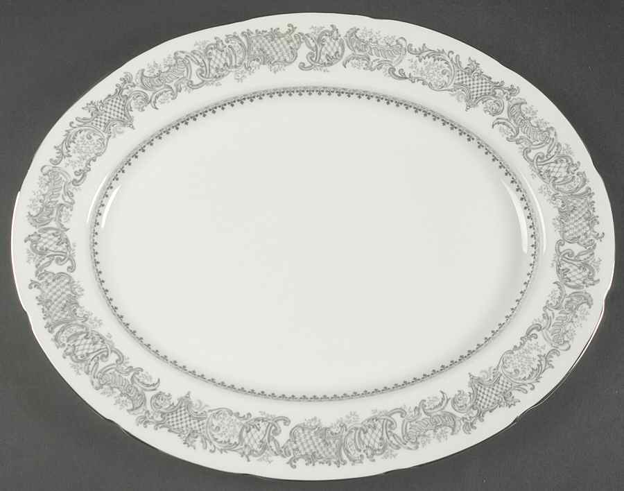 Silver Wedding 14" Oval Serving Platter by Coalport-1