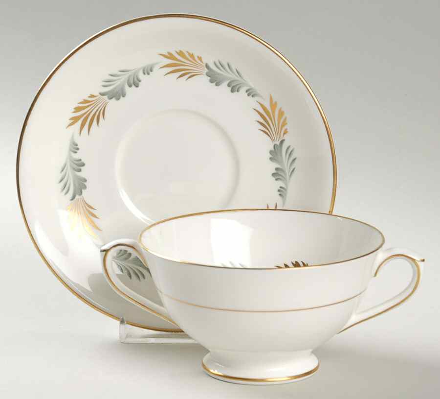 Sonnet (Smooth Edge) Footed Cream Soup Bowl & Saucer Set by Coalport-1