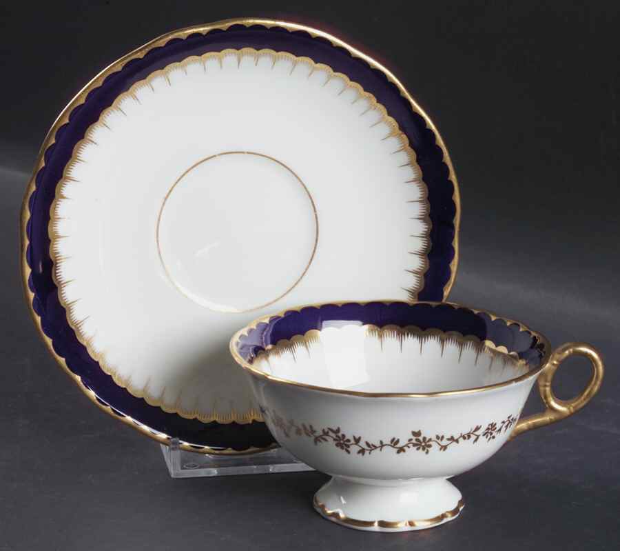 Spearpoint Cobalt Footed Cup & Saucer Set by Coalport-1