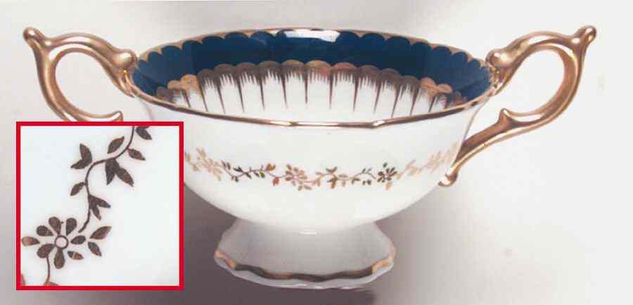 Spearpoint Cobalt Footed Bouillon Cup by Coalport-1