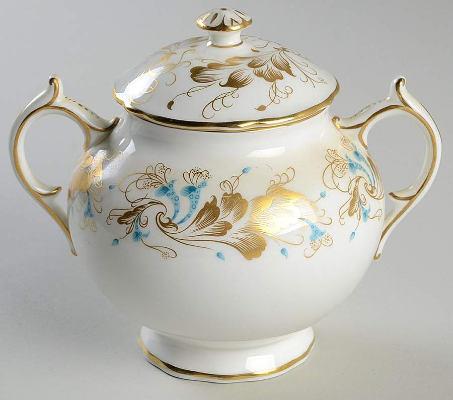 Strange Orchid (White Background) Sugar Bowl & Lid by Coalport-1
