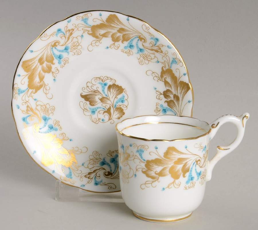 Strange Orchid (White Background) Flat Demitasse Cup & Saucer Set by Coalport-1