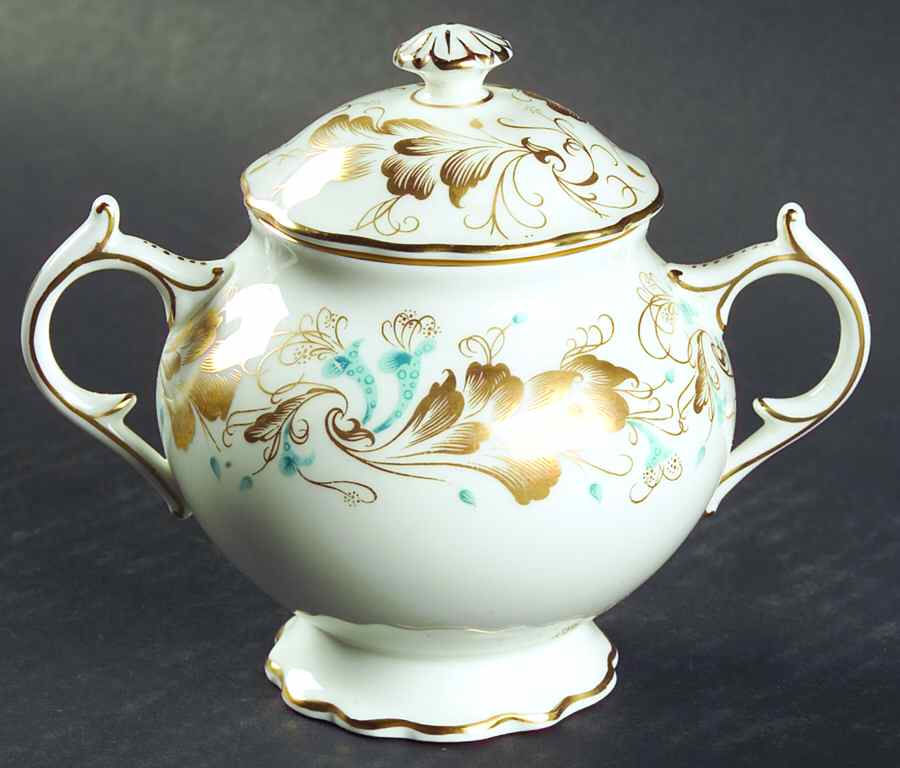 Strange Orchid (White Background) Mini Sugar Bowl & Lid by Coalport-1