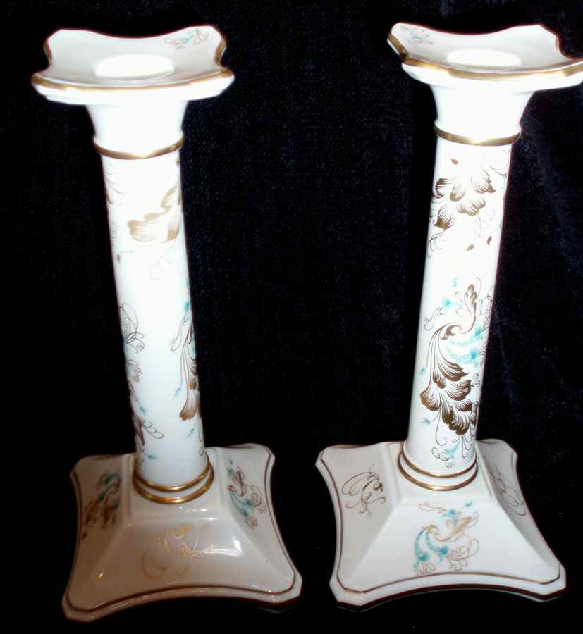 Strange Orchid (White Background) 8" Tall Candlestick by Coalport-1