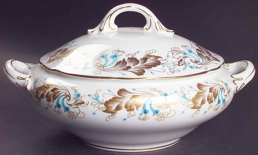 Strange Orchid (White Background) Round Covered Vegetable by Coalport-1