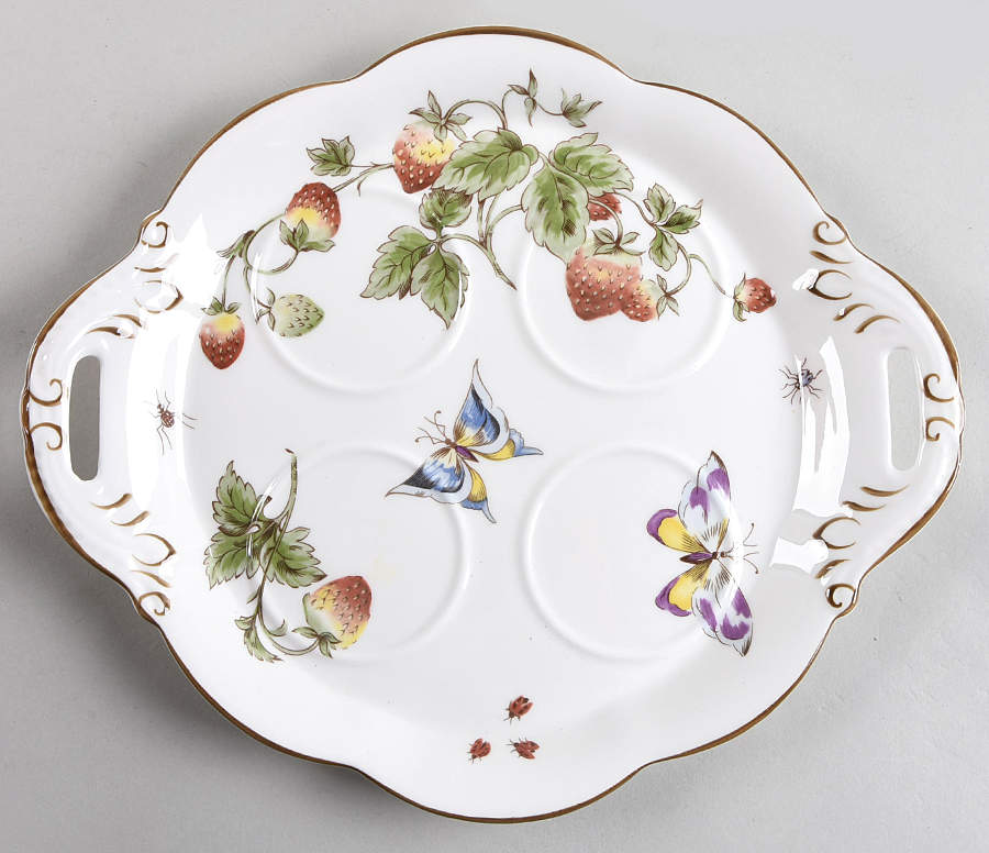 Strawberry (Scalloped) Tray for (7 Pc) Pot de Creme Set by Coalport-1