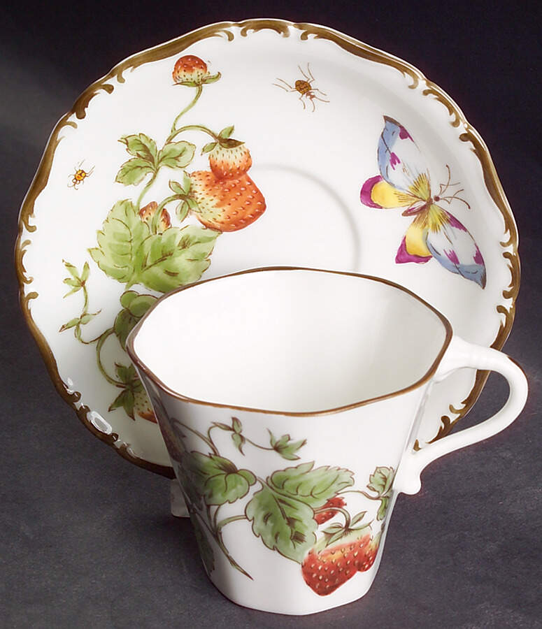 Strawberry (Scalloped) Flat Cup & Saucer Set by Coalport-1