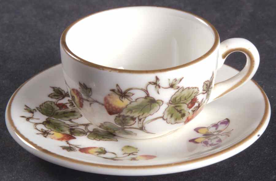 Strawberry (Scalloped) Miniature Cup and Saucer Set by Coalport-1