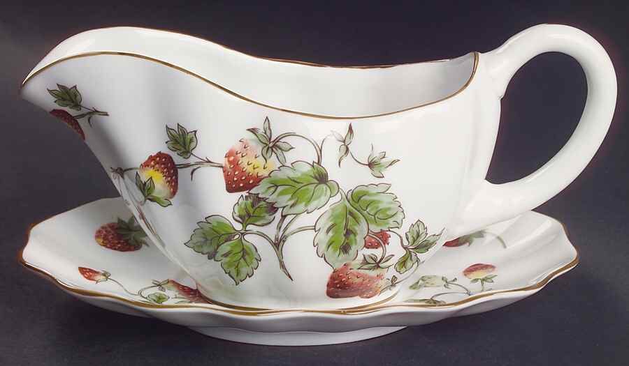 Strawberry (Scalloped) Gravy Boat & Underplate by Coalport-1
