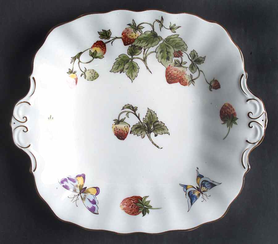 Strawberry (Scalloped) Square Handled Cake Plate by Coalport-1