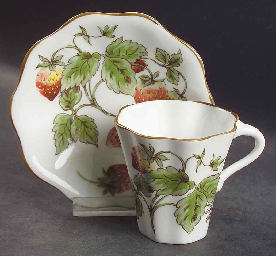 Strawberry (Scalloped) Flat Demitasse Cup & Saucer Set by Coalport-1