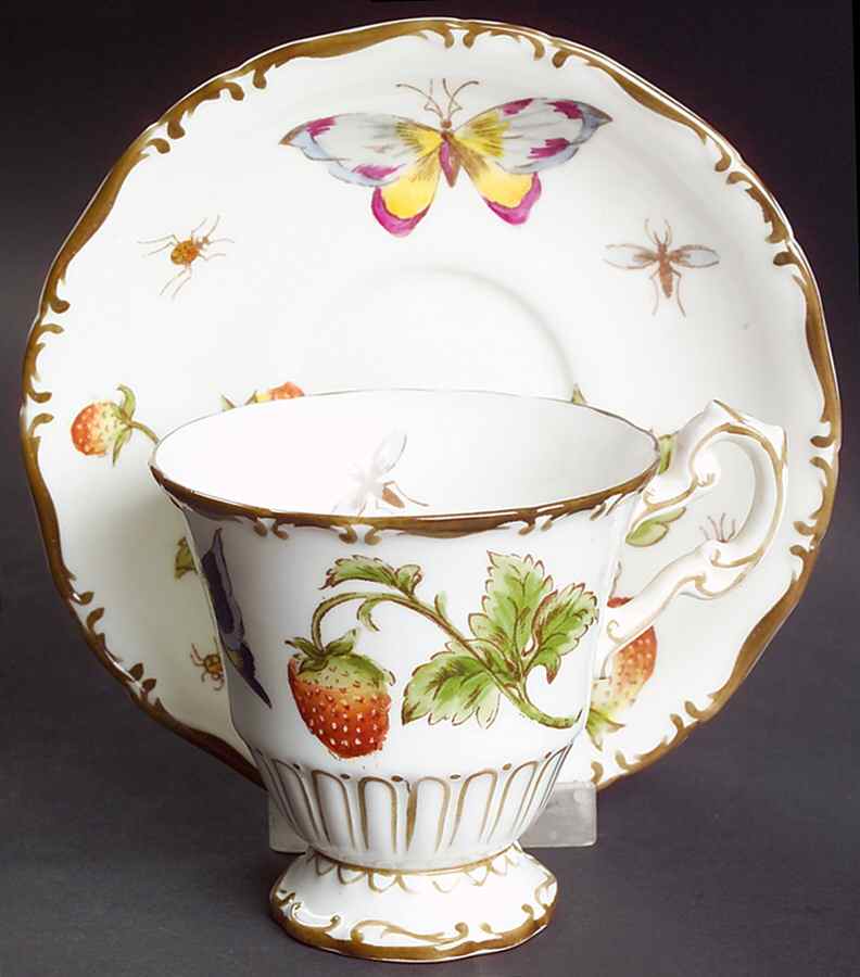 Strawberry (Scalloped) Footed Cup & Saucer Set by Coalport-1