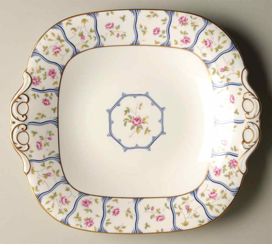 Trellis Rose Square Handled Cake Plate by Coalport-1