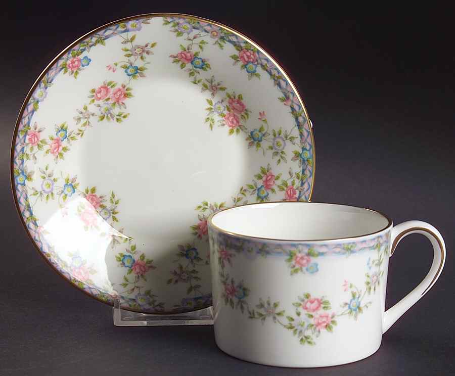Trellis Rose Flat Cup & Saucer Set by Coalport-1