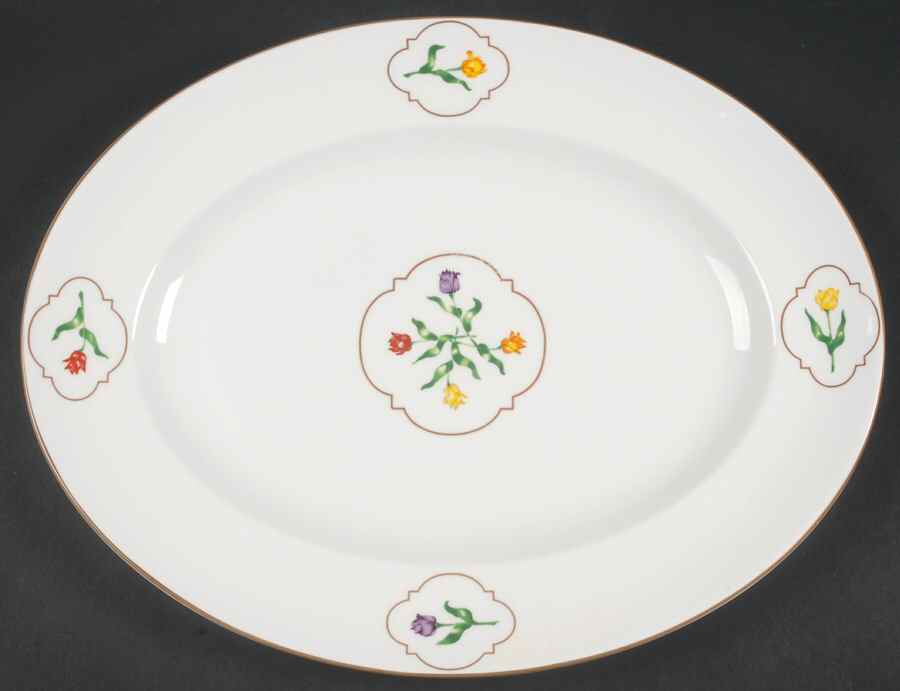 Tulip Medallion 13" Oval Serving Platter by Coalport-1