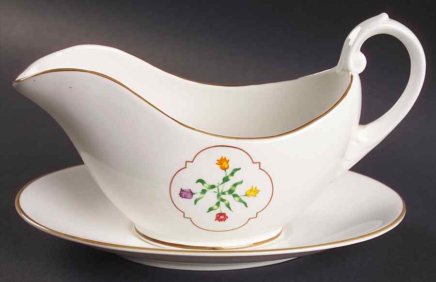 Tulip Medallion Gravy Boat & Underplate by Coalport-1