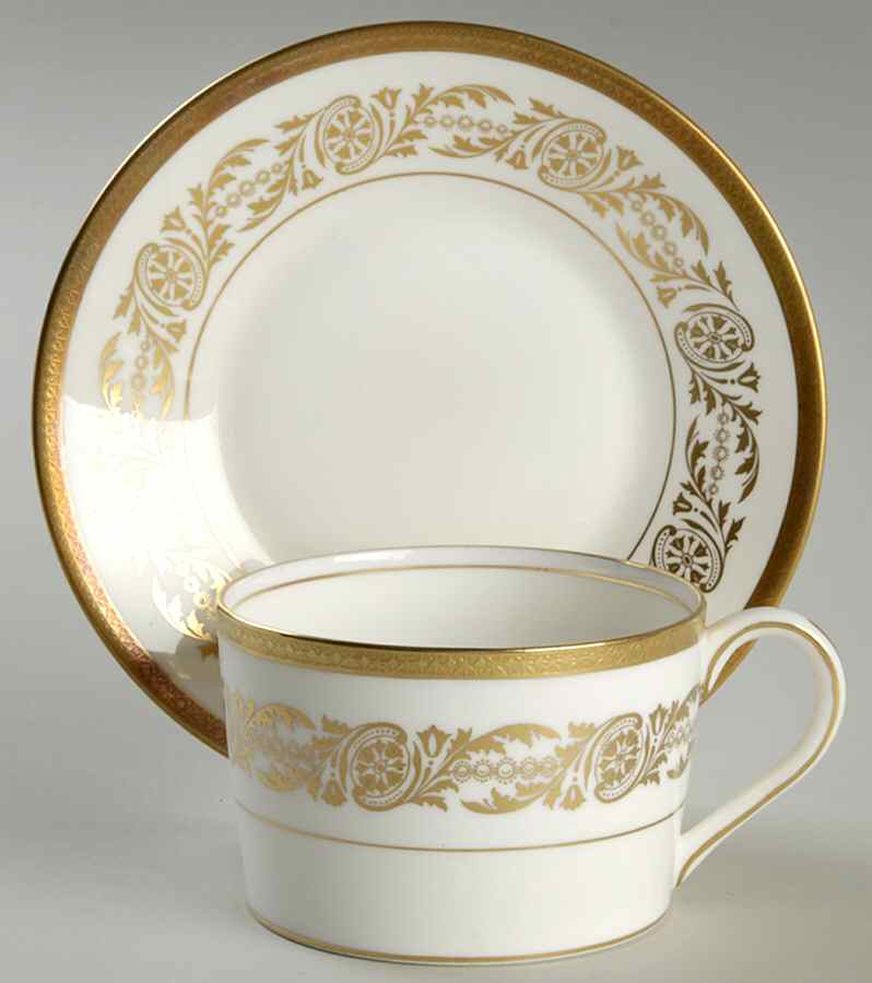 Viceroy Gold Flat Cup & Saucer Set by Coalport-1