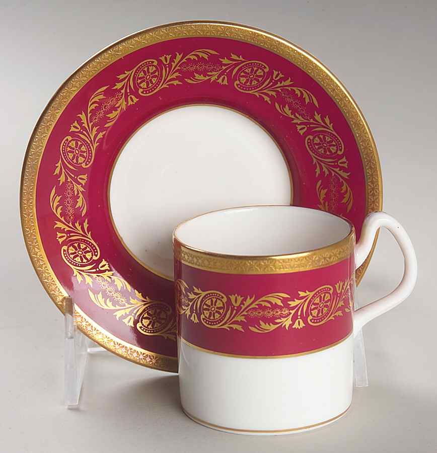 Viceroy Maroon Flat Demitasse Cup & Saucer Set by Coalport-1