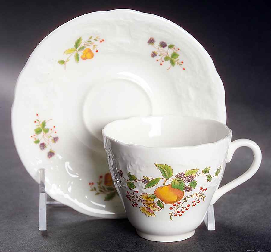 Wenlock Fruit Flat Demitasse Cup & Saucer Set by Coalport-1