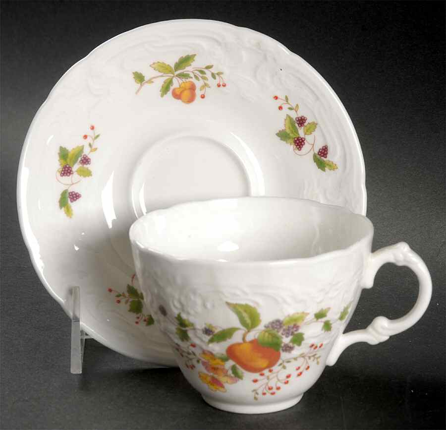 Wenlock Fruit Flat Cup & Saucer Set by Coalport-1