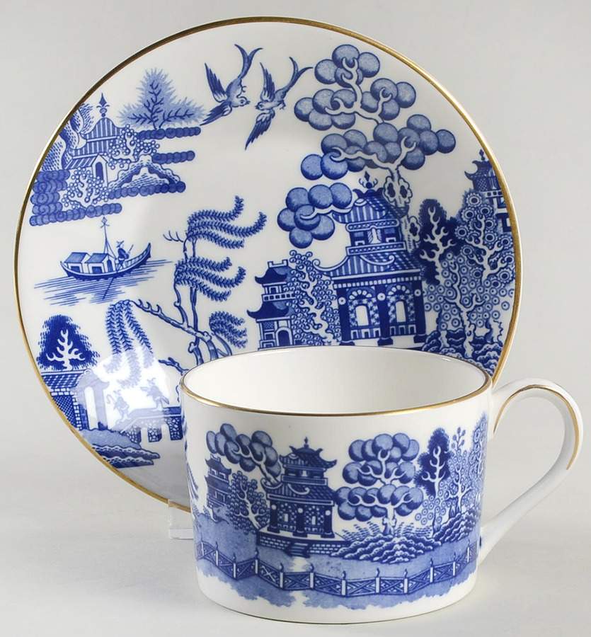 Willow Flat Cup & Saucer Set by Coalport-1