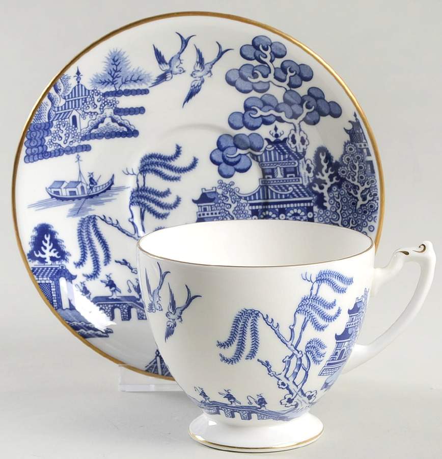 Willow Footed Cup & Saucer Set by Coalport-1
