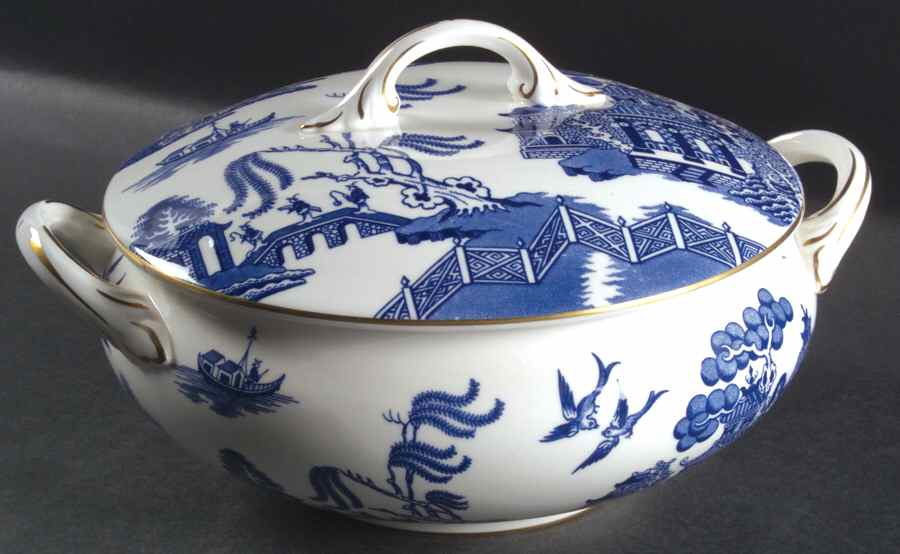 Willow Round Covered Vegetable by Coalport-1