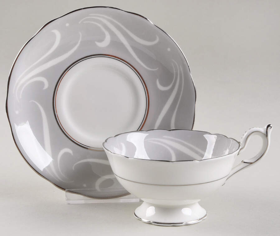 York Gray Footed Cup & Saucer Set by Coalport-1