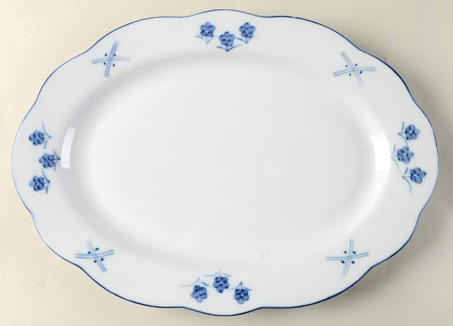Bouquet Bleu 14" Oval Serving Platter by BIA Cordon Bleu-1