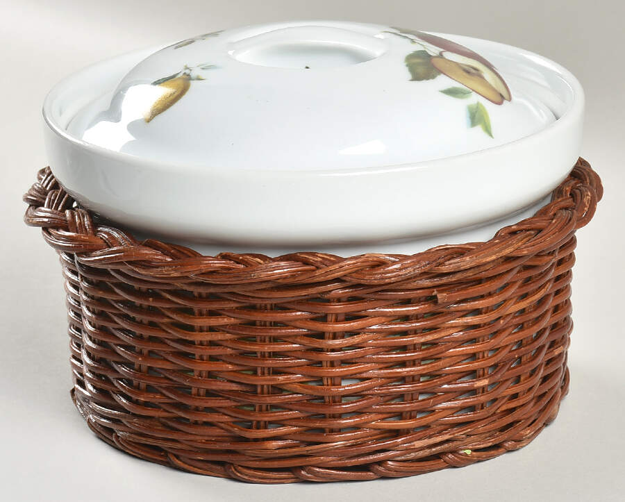 Catherine 2 Qt Round Covered Casserole & Woven Basket by BIA Cordon Bleu-1