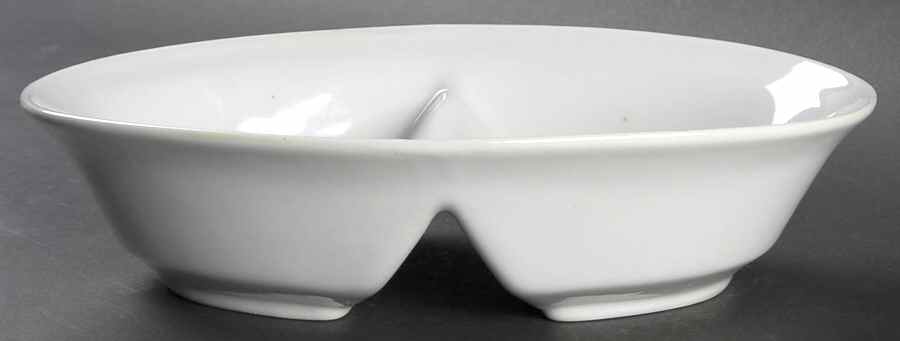 Classic White (Smooth) 10" Oval Divided Vegetable Bowl by BIA Cordon Bleu-1