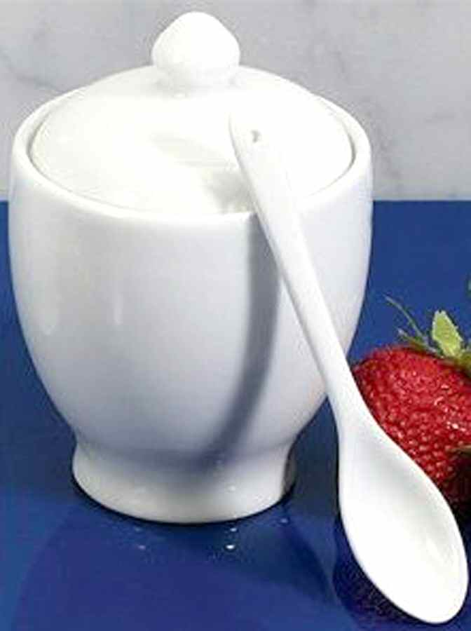 Classic White (Smooth) Mustard Jar & Lid with Spoon by BIA Cordon Bleu-1