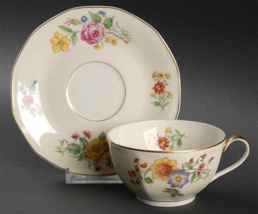 Bouquet Flat Cup & Saucer Set by Community-1