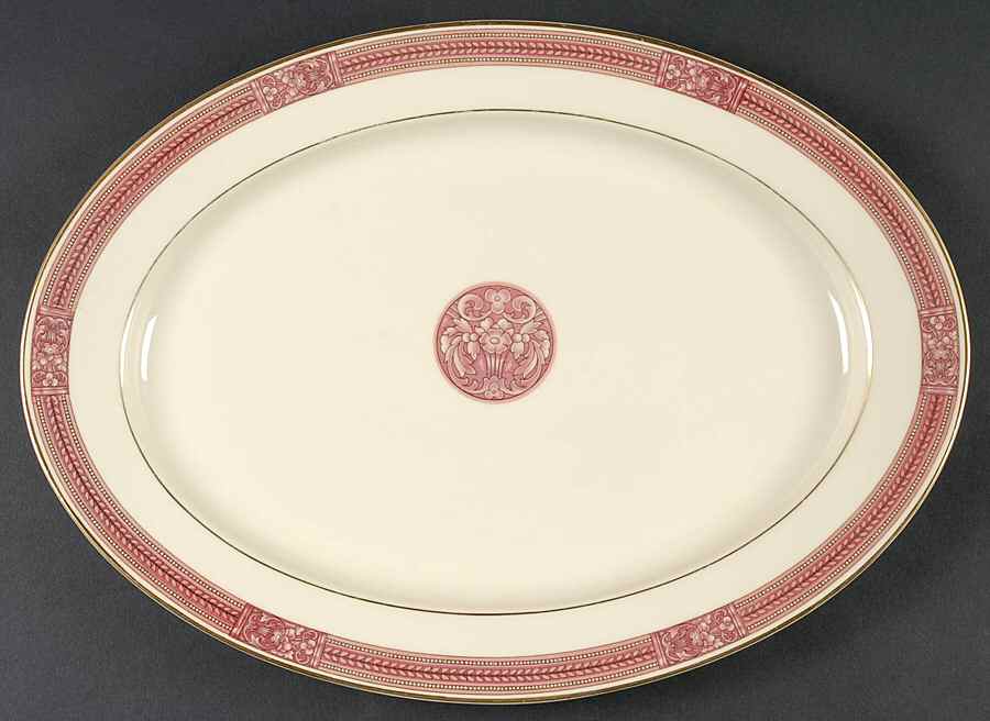 Coronation (Red Border) 14" Oval Serving Platter by Community-1
