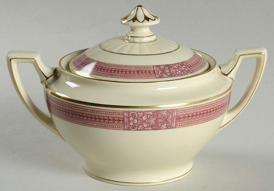 Coronation (Red Border) Sugar Bowl & Lid by Community-1