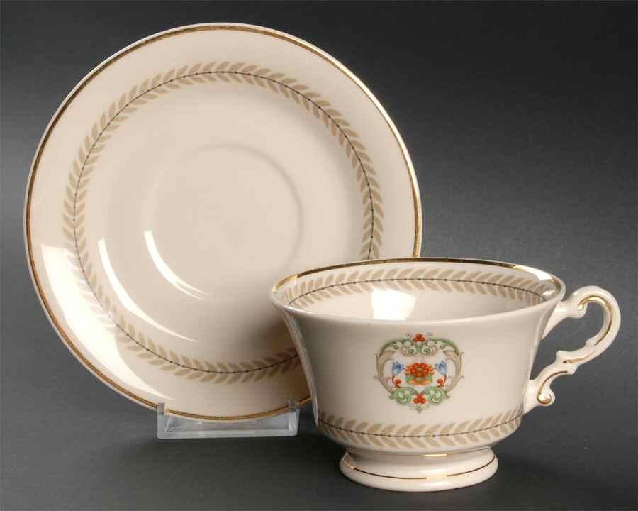 Coronation (Multicolor Center) Footed Cup & Saucer Set by Community-1