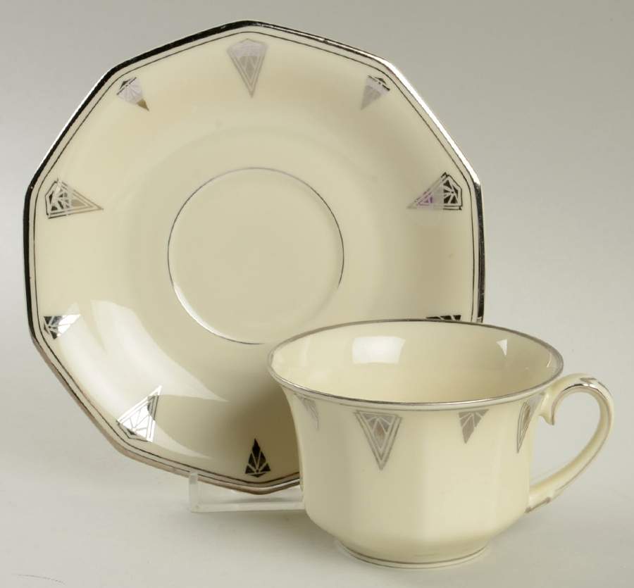 Deauville (Cream, 10 Sided) Flat Cup & Saucer Set by Community-1