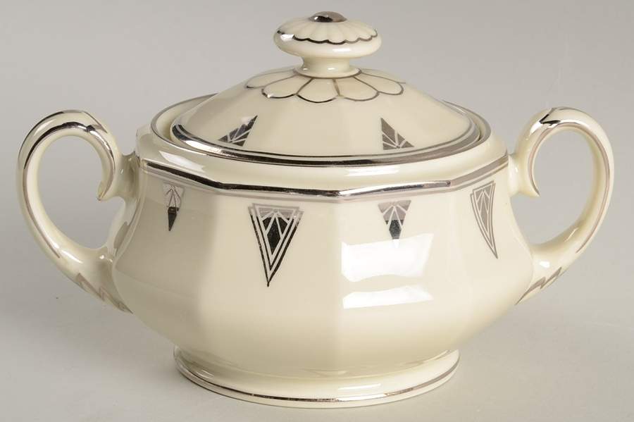 Deauville (White, 10 Sided) Sugar Bowl & Lid by Community-1
