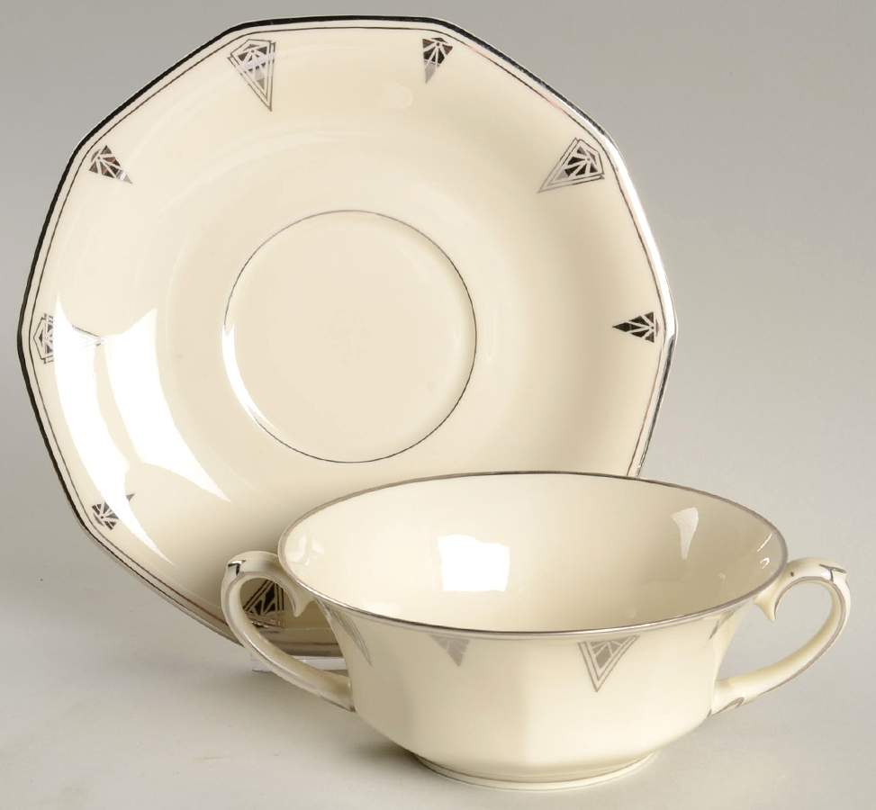 Deauville (White, 10 Sided) Flat Cream Soup Bowl & Saucer Set by Community-1
