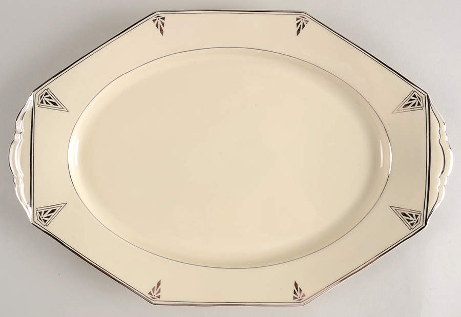 Deauville (White, 10 Sided) 15" Oval Serving Platter by Community-1