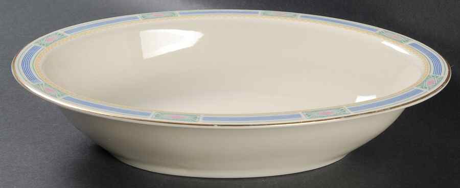 Noblesse (Geometric Design with Blue Lines) 10" Oval Vegetable Bowl by Community-1