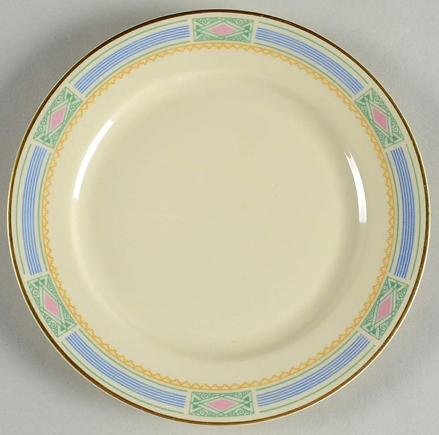 Noblesse (Geometric Design with Blue Lines) Bread & Butter Plate by Community-1