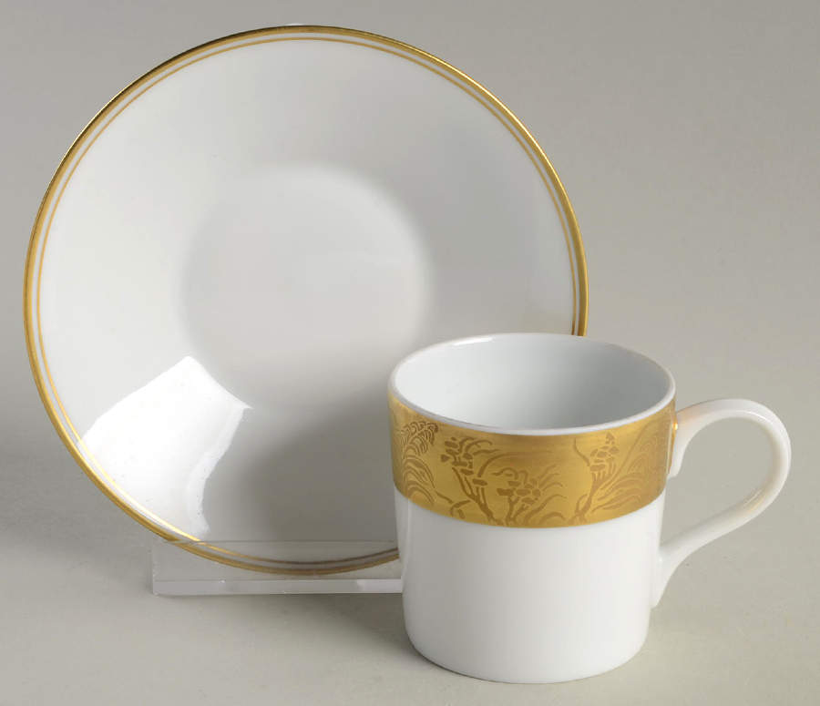 Khazard (Gold) Flat Demitasse Cup & Saucer Set by Jean Louis Coquet-1