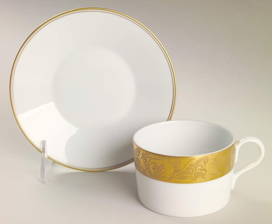 Khazard (Gold) Flat Cup & Saucer Set by Jean Louis Coquet-1