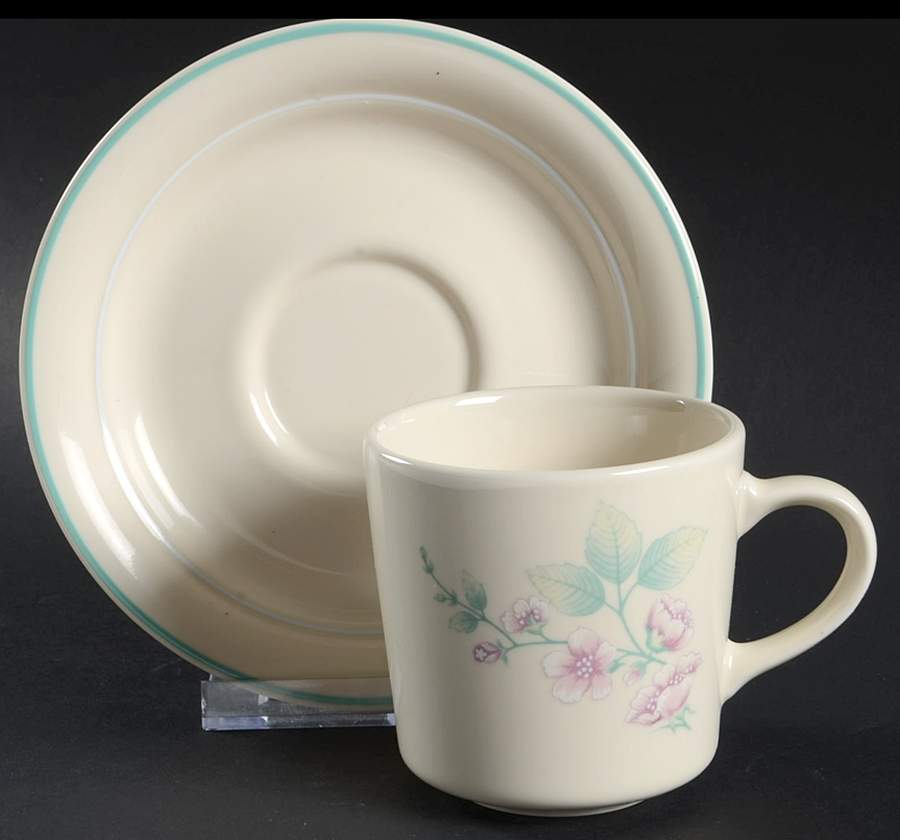 Alpine Blossom Flat Cup & Saucer Set by Corning Corelle-1